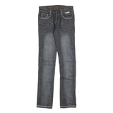 REBEL SPIRIT Womens Slim Blue Denim Jeans W26 L32 British Flag Stitching