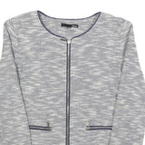 ETAM Womens Grey Cotton Blend Zip Jacket XS Knit Textured Casual Outerwear