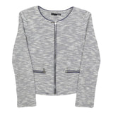 ETAM Womens Grey Cotton Blend Zip Jacket XS Knit Textured Casual Outerwear