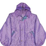 SUN SET Womens Purple Lightweight Hooded Jacket L Polyamide Blend Plain Zip
