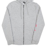 ADIDAS Womens Grey Hoodie Zip Up XS Pink Sleeve Logo Casual Zip Hoodie