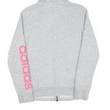 ADIDAS Womens Grey Hoodie Zip Up XS Pink Sleeve Logo Casual Zip Hoodie