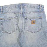 CARHARTT Mens Denim Blue Casual Shorts L W34 Cotton Blend Regular Fit Button