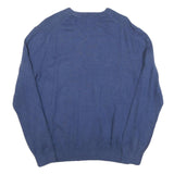 POLO RALPH LAUREN Mens Blue Cotton Blend Plain V Neck Basic Knit M Jumper