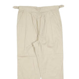 Womens Cotton Blend Beige Regular Fit Straight Leg Trousers W30 L25 Zip Closure