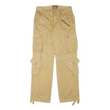 MATCHSTICK Mens Regular Fit Beige Cargo Cotton Blend Trousers W32 L32 Workwear