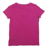 POLO RALPH LAUREN Womens Pink V-Neck Short Sleeve T-Shirt S Cotton Blend