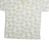 STYLO Mens Cream Leaf Print Short Sleeve Polo Shirt L Cotton Casual Summer