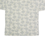 STYLO Mens Cream Leaf Print Short Sleeve Polo Shirt L Cotton Casual Summer