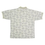 STYLO Mens Cream Leaf Print Short Sleeve Polo Shirt L Cotton Casual Summer