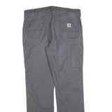 CARHARTT Mens Relaxed Grey Cotton Blend Zip Trousers W38 L36 Casual Workwear