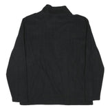 CALVIN KLEIN Mens Black Plain Pullover Jumper Crew Neck Polyester Blend L Zip