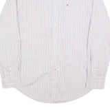 TOMMY HILFIGER Mens White & Red Stripe Shirt M Classic Fit Button-Down Collar