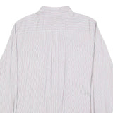TOMMY HILFIGER Mens White & Red Stripe Shirt M Classic Fit Button-Down Collar