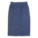 CLASSIC ELEMENTS Womens Blue Denim Midi Cotton Blend Straight Skirt M Casual