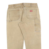 DICKIES Mens Relaxed Beige Cotton Blend Zip Trousers W40 L30 Workwear Casual