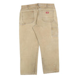 DICKIES Mens Relaxed Beige Cotton Blend Zip Trousers W40 L30 Workwear Casual