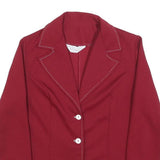 NPC FASHIONS Womens Red Casual Jacket M Polyester Blend Plain Button Closure