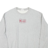 CHAMPION Mens Grey Crew Neck XL Logo Print Cotton Blend Sweatshirt Pullover