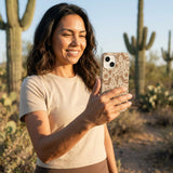 London Fog Wild West iPhone 14 Case - Lifestyle photo showing phone case in use