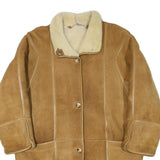 MARSIL Womens Beige Suede Shearling Button Jacket L Soft Comfortable Warm