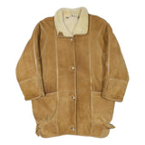 MARSIL Womens Beige Suede Shearling Button Jacket L Soft Comfortable Warm