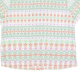 ALFRED DUNNER Womens Cream & Green Printed Short Sleeve Shirt UK 14 Lightweight