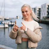 Powder Blue iPhone 15 Pro Case - Lifestyle photo showing phone case in use
