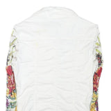 DESIGUAL Womens White Embroidered Cotton Blend Button Jacket XXS