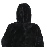 ELLESSE Womens Black Hoodie UK 6 Polyester Blend Faux Fur Full Zip Casual