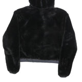 ELLESSE Womens Black Hoodie UK 6 Polyester Blend Faux Fur Full Zip Casual