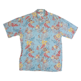 CAMPIA MODA Mens Blue Floral Short Sleeve Shirt M Cotton Summer Casual