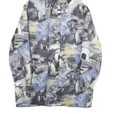 Womens Grey & Blue Arctic Animal Printed Jacket M Polyester Zip Hooded