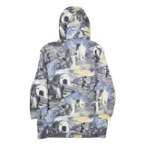Womens Grey & Blue Arctic Animal Printed Jacket M Polyester Zip Hooded