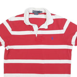 POLO RALPH LAUREN Mens Red & White Striped Short Sleeve Polo Shirt L Cotton
