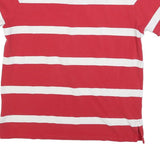 POLO RALPH LAUREN Mens Red & White Striped Short Sleeve Polo Shirt L Cotton