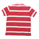 POLO RALPH LAUREN Mens Red & White Striped Short Sleeve Polo Shirt L Cotton