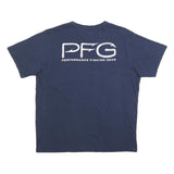 COLUMBIA Mens Blue PFG Graphic T-Shirt L Short Sleeve Crew Neck Performance