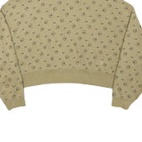 NIKE Womens Beige Cotton Blend Crew Neck M Logo Print Cropped Sweatshirt