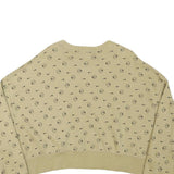 NIKE Womens Beige Cotton Blend Crew Neck M Logo Print Cropped Sweatshirt