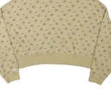 NIKE Womens Beige Cotton Blend Crew Neck M Logo Print Cropped Sweatshirt