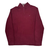 Tommy Hilfiger 1/4 Zip - XL Burgundy Cotton