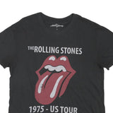 THE ROLLING STONES Womens Black 1975 US Tour Graphic T-Shirt L Short Sleeve Crew