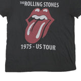 THE ROLLING STONES Womens Black 1975 US Tour Graphic T-Shirt L Short Sleeve Crew