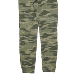 SKATE NATION Mens Cotton Blend Green Camouflage Slim Drawstring Trousers W32 L32