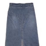 Womens Blue Denim Straight Midi Skirt Cotton Blend Button Closure M Casual