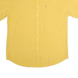 TOMMY HILFIGER Mens Yellow Check Shirt 2XL Short Sleeve Cotton Casual