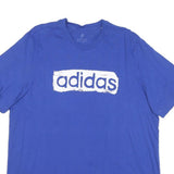 ADIDAS Mens Blue XL Graphic T-Shirt Short Sleeve Crew Neck Cotton Blend Casual