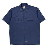 Dickies Short Sleeve Shirt - Large Blue Polyester Blend