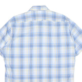 BOSS Mens Blue & Cream Check Shirt L Button Down Collar Casual Cotton Blend